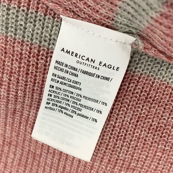 American Eagle Jegging Fit Ribbed Striped pink grey Sweater - Picture 7 of 8